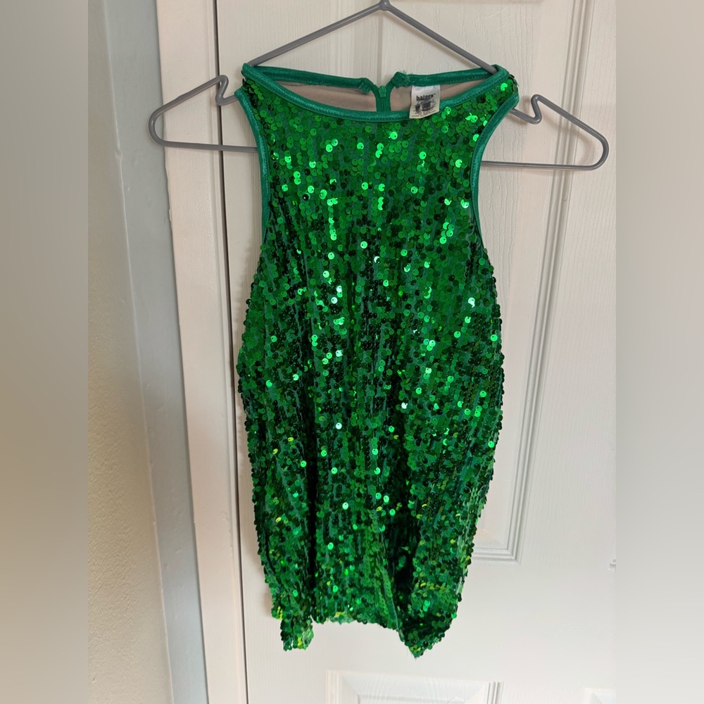 Bakers green sequin flyaway dance tank LC